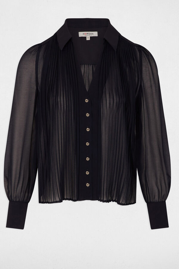 Morgan Camisa plissada manga comprida Azul