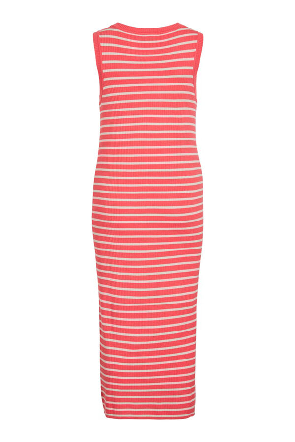 Vila Vestido midi punto con viscosa Rosa