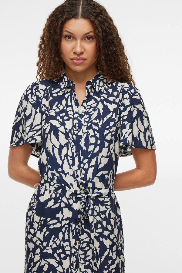 Vila Vestido midi estampado Azul marino