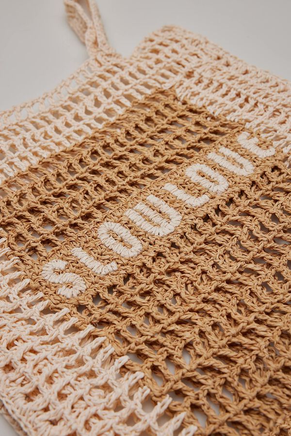 Slowlove Bolso bandolera de rafia Arena