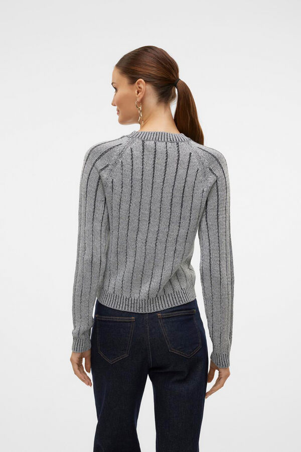 Vero Moda Su&eacute;ter riscas com lurex Cinzento