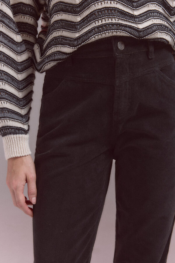 Slowlove Pantalones corduroy mom Negro