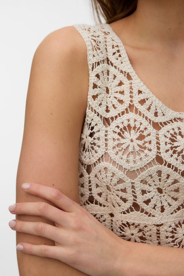 Vero Moda Top sin mangas crochet Beige