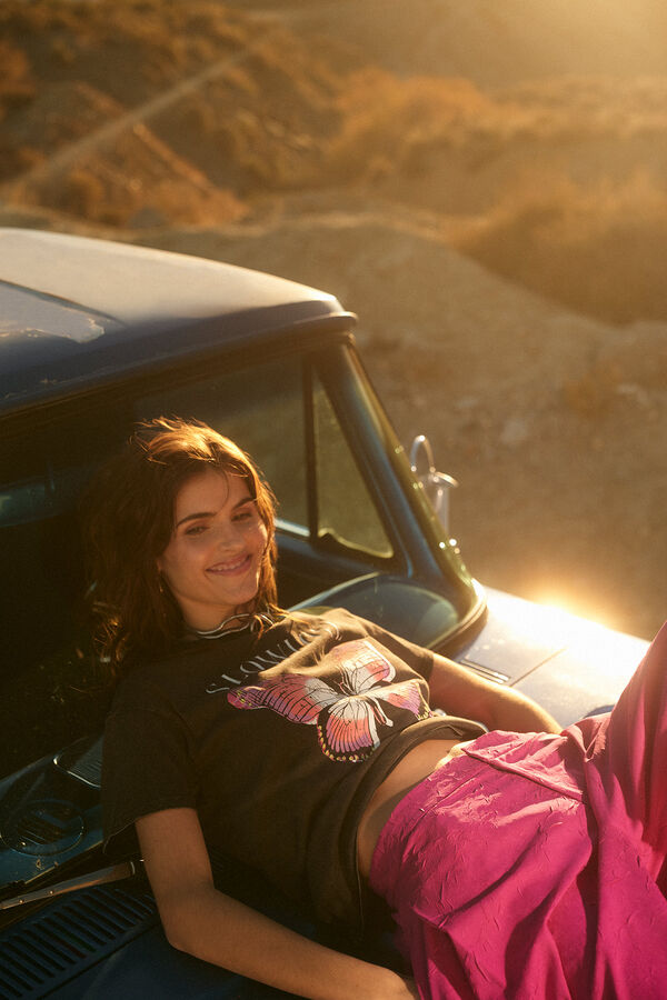 Slowlove Camiseta posicional mariposa Gris