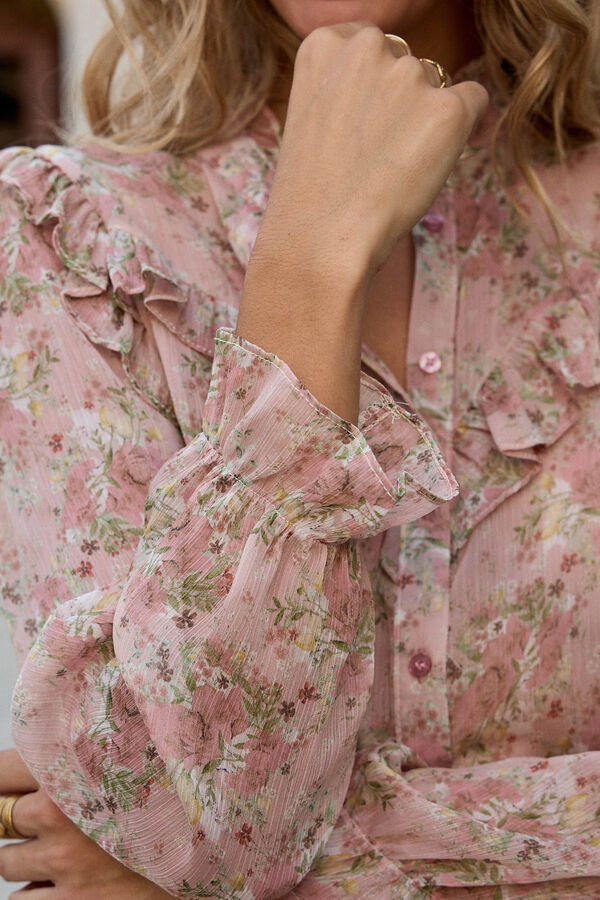 Pol&iacute;n Et Moi Camisa con volantes y estampado floral Rosa