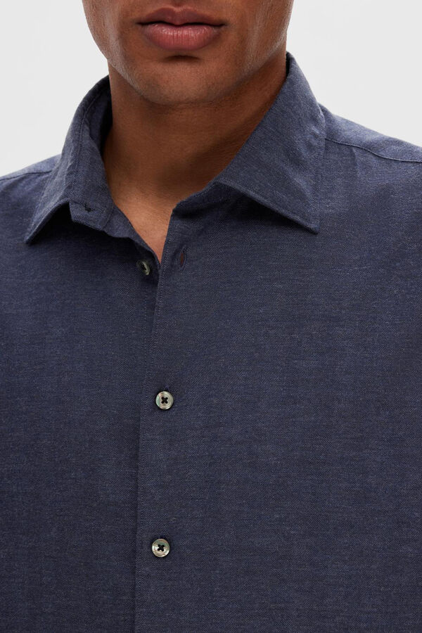 Cortefiel Camisa Regular Fit de algodón orgánico Azul marino