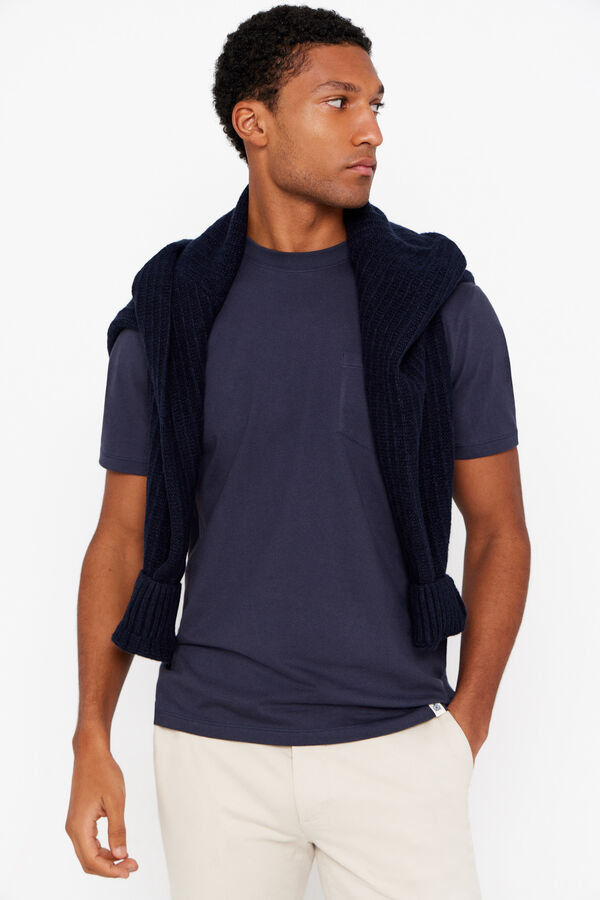 Cortefiel Camiseta b&aacute;sica bolsillo Azul marino