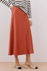 Cortefiel Falda midi satinada estampada Coral