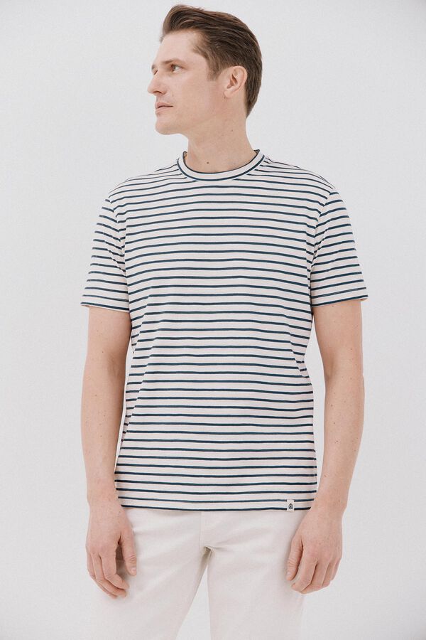 Cortefiel Camiseta rayas slub Marfil
