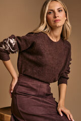 Pol&iacute;n Et Moi Jersey bordado manga Marcela Marr&oacute;n oscuro