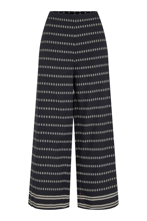 Vila Calças estampado 7/8 de algodão orgânico Preto