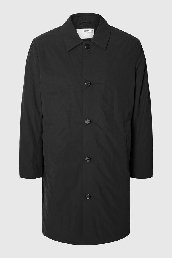 Selected Abrigo repelente al agua confeccionado con materiales reciclados. Negro