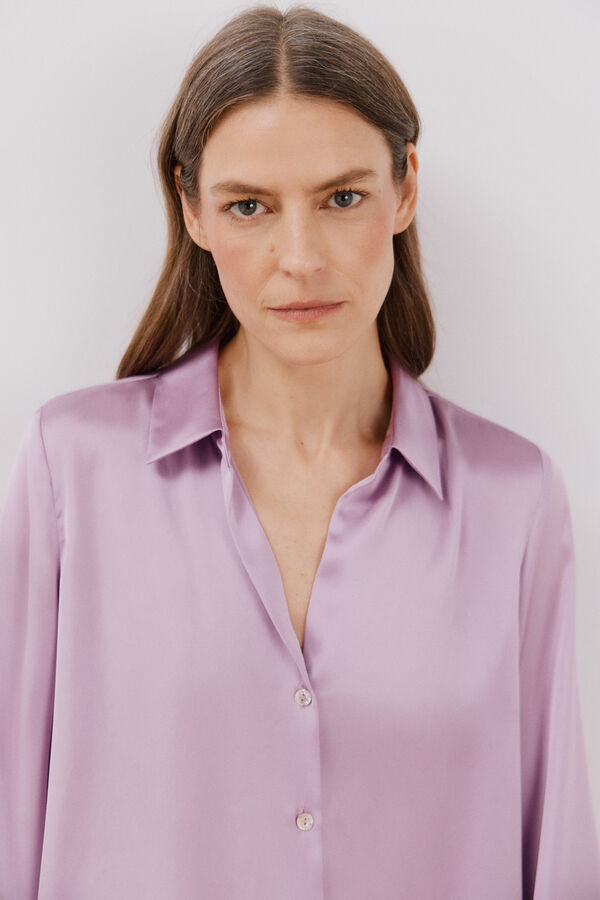 Cortefiel Camisa satinada Morado