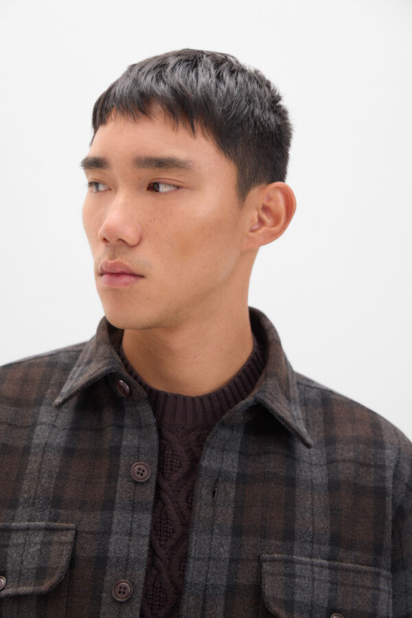 Cortefiel Sobrecamisa acolchoada xadrez Cinzento