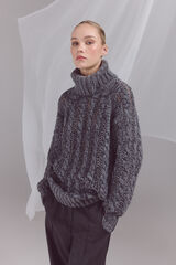 Slowlove Su&eacute;ter de malha gola em malha perfurada Cinzento