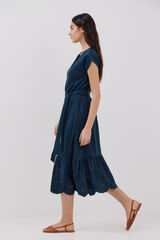 Cortefiel Vestido camisero bordado bajo Azul marino