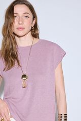 Slowlove Camiseta com estrutura b&aacute;sica Roxo