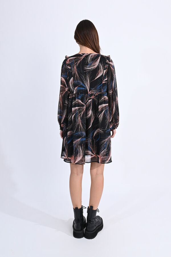 Molly Bracken Vestido curto de manga comprida com estampado Preto