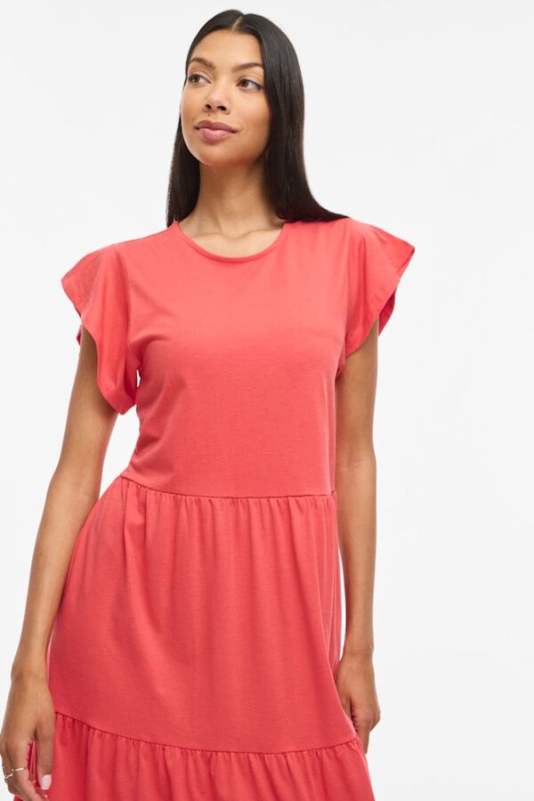 Vila Vestido midi con algod&oacute;n org&aacute;nico Coral