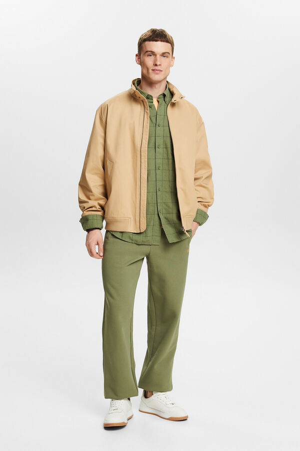 Esprit Camisa cuadros regular fit con lino Estampado verde