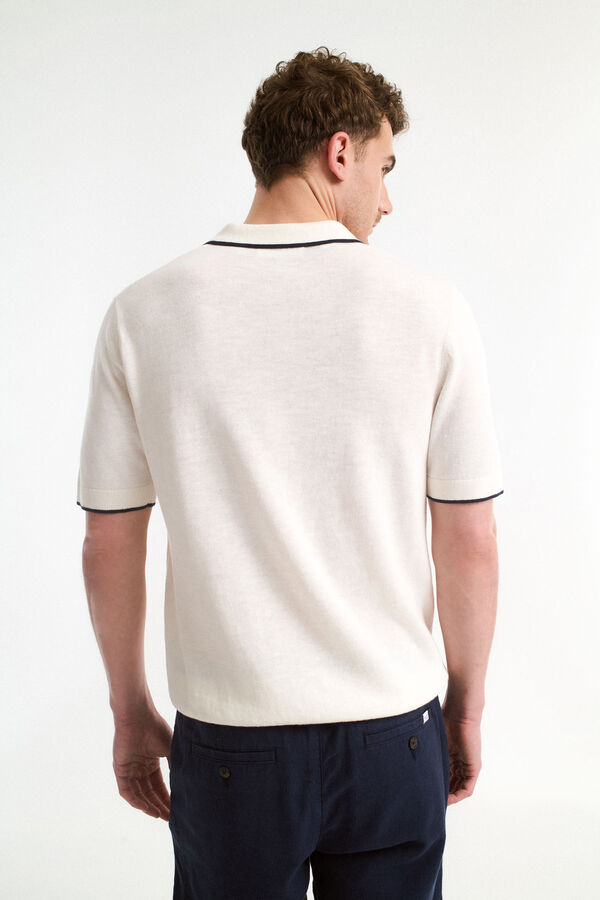 Selected Camisa polo de linho de manga manga curta Branco