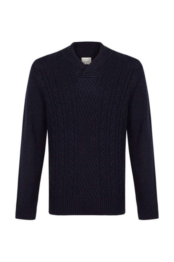 Cortefiel Camisola torcidos gola xaile Azul