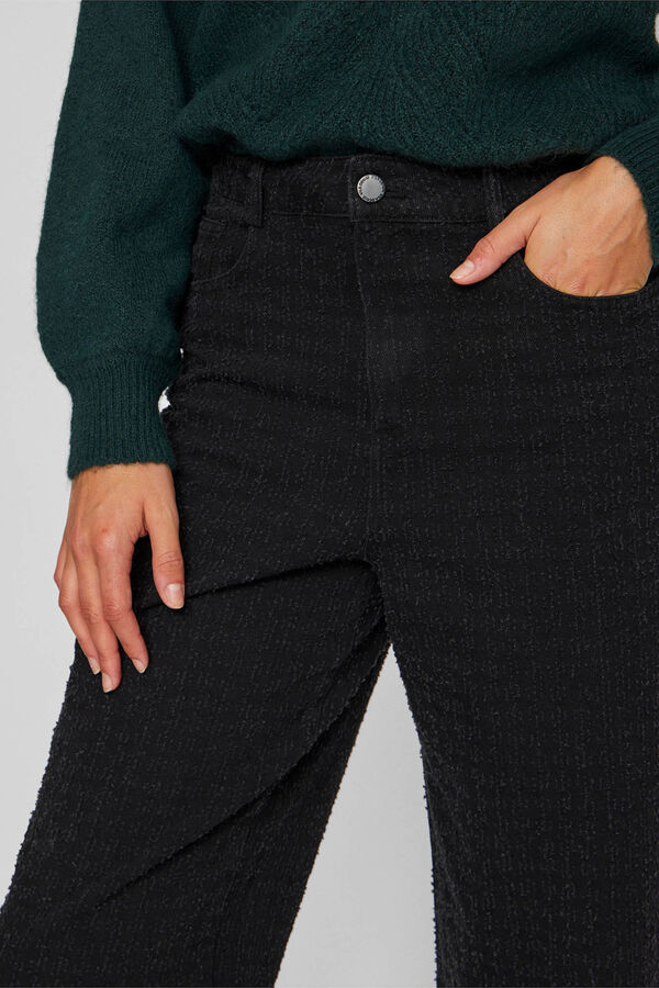 Vila Pantal&oacute;n vaquero cintura alta Negro