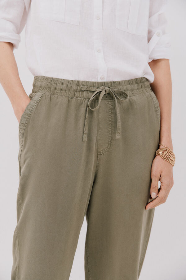 Cortefiel Pantalones fluidos tencel Kaki