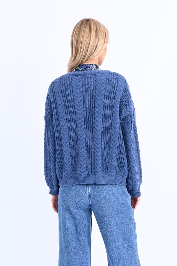 Molly Bracken Cardigan de manga comprida em malha mesclada Azul