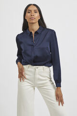 Vila Camisa fluida satinada Azul marino