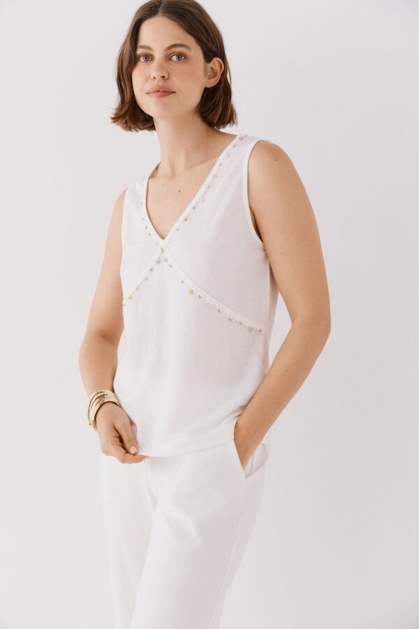 Cortefiel Top pedrer&iacute;a Blanco