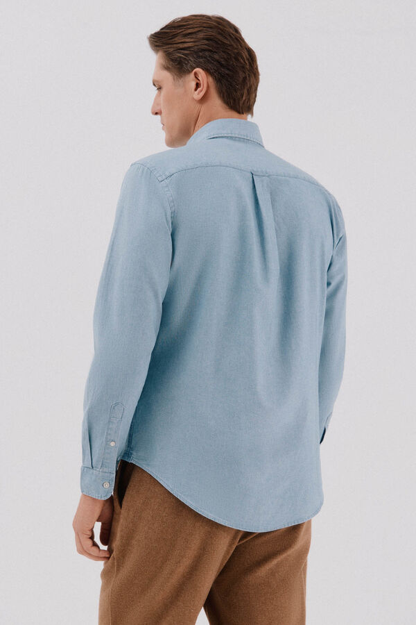 Cortefiel Camisa jeans com bolso Azul