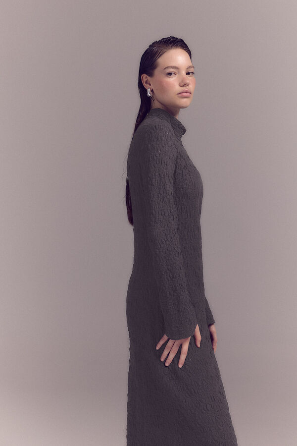 Slowlove Vestido punto estructura Gris