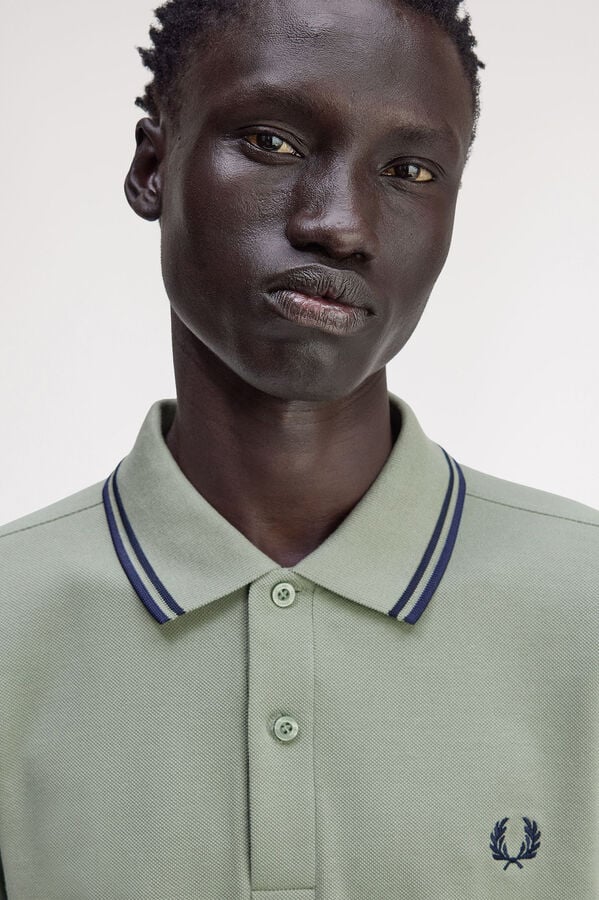 Fred Perry Polo piqu&eacute; de manga comprida masculina Verde