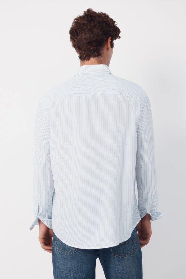 Cortefiel Camisa seersucker &agrave;s riscas Azul