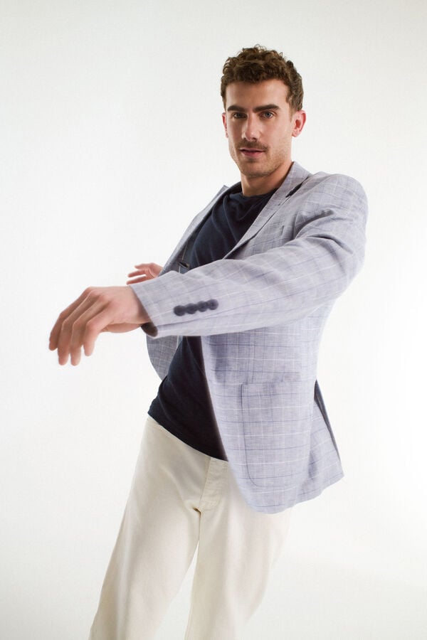 Selected Blazer de linho regular Azul