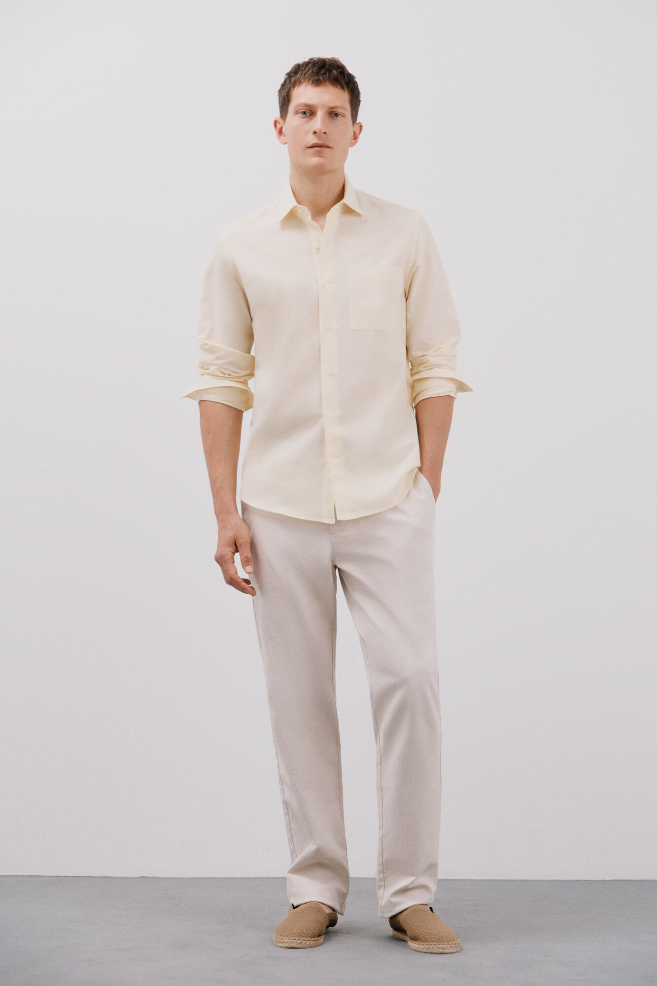 Cortefiel Camisa linho algod&atilde;o liso