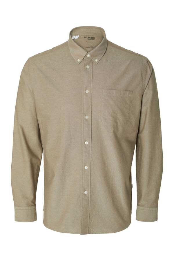 Selected Camisa oxford Regular Fit con bolsillo 100% algod&oacute;n Marr&oacute;n