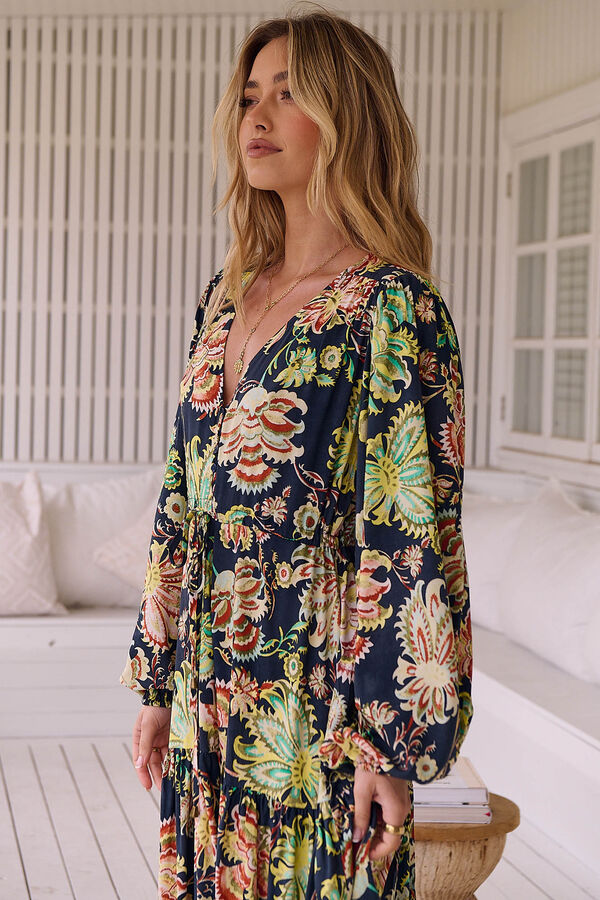 Jaase Vestido largo estampado Teresa Estampado verde