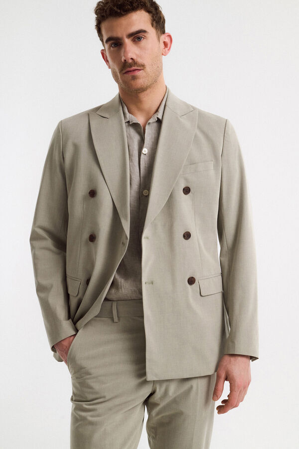 Selected Americana de traje cruzada Slim Fit con doble botonadura Verde