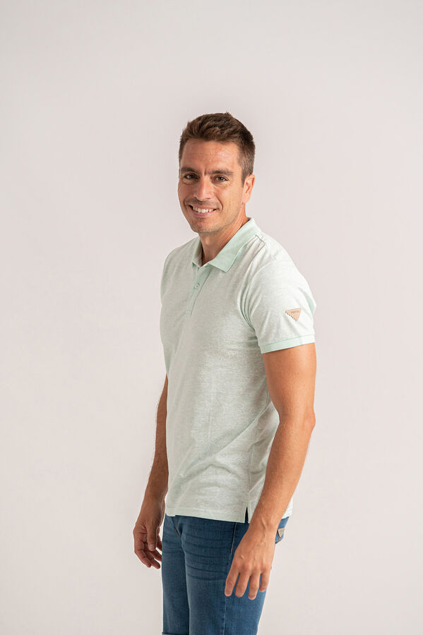 Privata Camisa polo de manga manga curta com estampa de folhas Verde