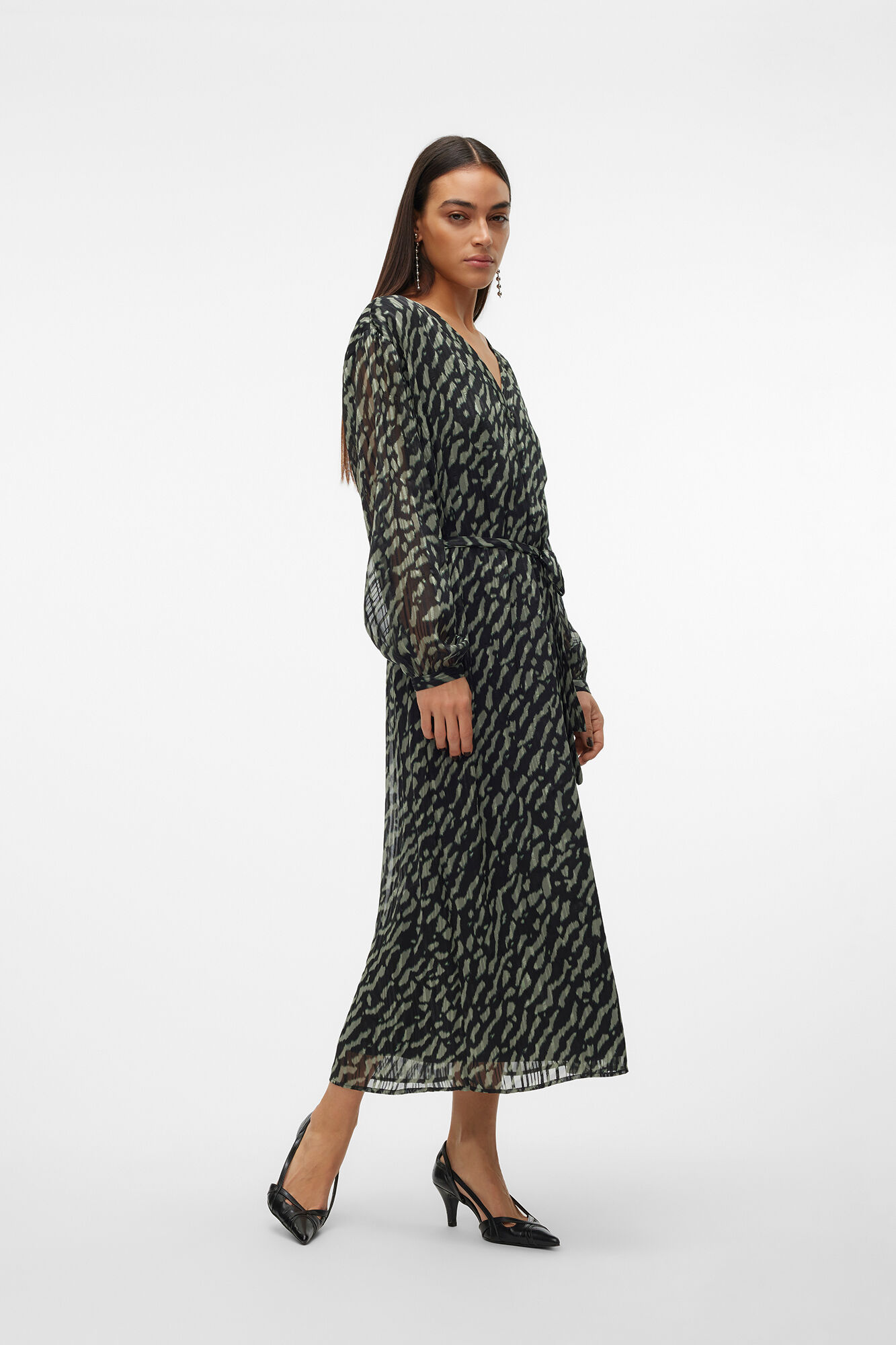 Vero Moda Vestido gasa 7/8 manga larga