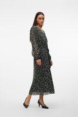 Vero Moda Vestido gasa 7/8 manga larga Verde oscuro