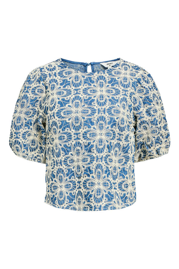 Object Top piqu&eacute; bordado Azul