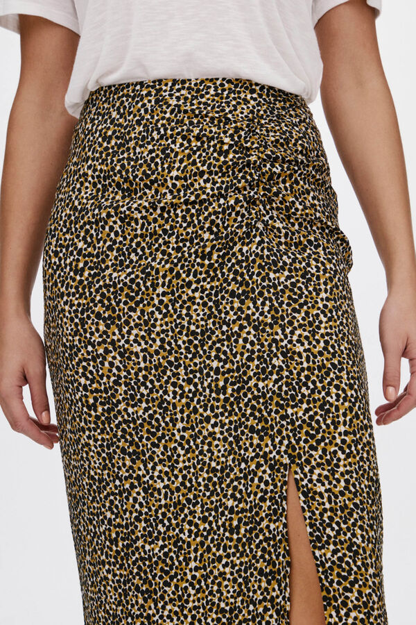 Vila Falda midi estampado leopardo Marrón