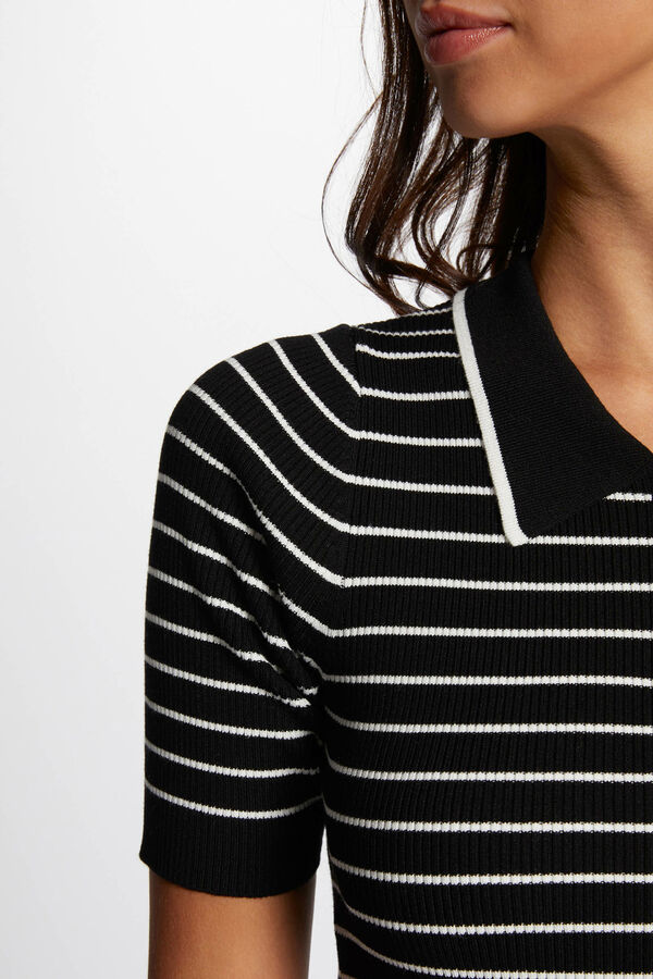 Morgan Vestido curto de malha com riscas Preto