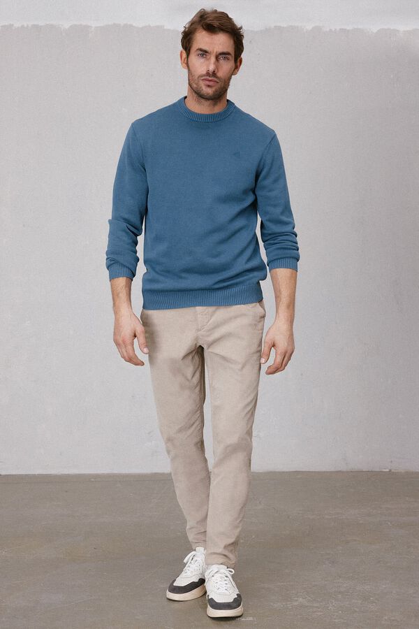 OOTO Jersey cuello redondo algod&oacute;n Azul