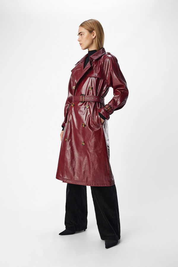 Object Gabardina larga efecto piel Morado