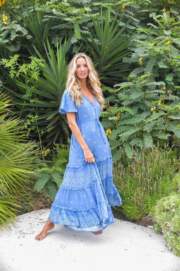 Jaase Vestido comprido fluido Azul