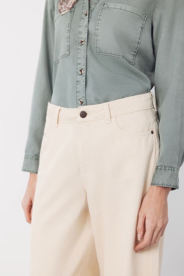 Cortefiel Jeans Long Palazzo Ecru